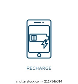 recharge icon. Thin linear recharge outline icon isolated on white background. Line vector recharge sign, symbol for web and mobile