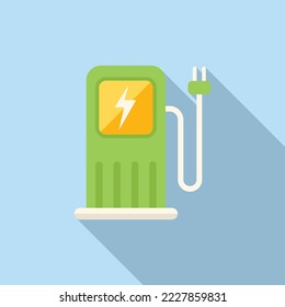 Recharge station icon flat vector. Eco factory. Warm effect