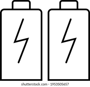 Rechargeable batteries icon in thin outline. Vector illustration.