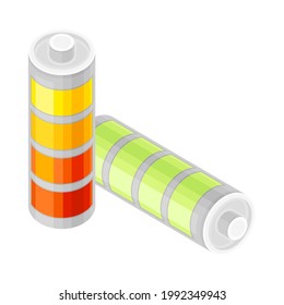 Batería recargable como objeto eléctrico Isometric Vector Illustración