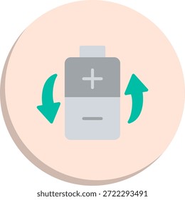 Icono de estilo de círculo plano de batería recargable