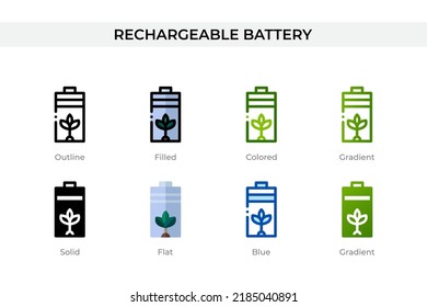 Rechargeable battery icon in different style. Rechargeable battery vector icons designed in outline, solid, colored, filled, gradient, and flat style. Symbol, logo illustration. Vector illustration