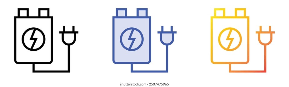 rechargeable battery icon. Linear, Blue Fill and Gradient Style Design Isolated On White Background