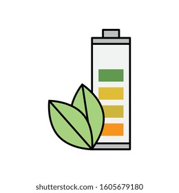 rechargeable battery with leafs isolated icon vector illustration design
