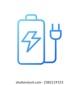 Rechargeable battery pixel perfect gradient linear vector icon. Energy accumulator. Portable power storage. Thin line color symbol. Modern style pictogram. Vector isolated outline drawing