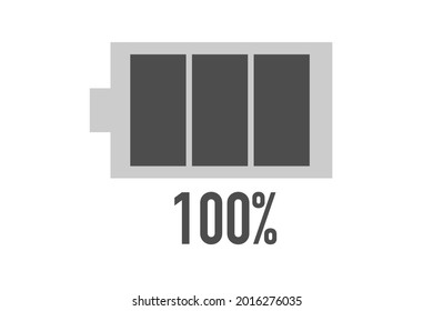 Rechargeable battery. Recovery of charge. 100% remaining. Vector illustration.