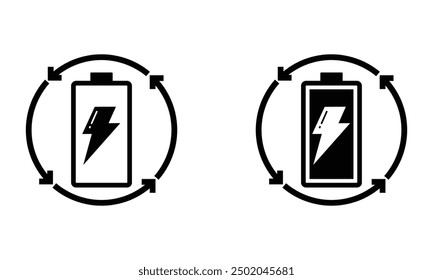 rechargeable battery with recycle arrow, recycling battery waste icon vector