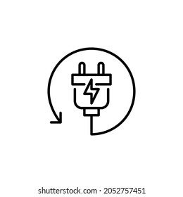 Rechargeable battery, renewable energy sign. Electric power plug icon. Pixel perfect, editable stroke.