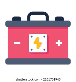A rechargeable car battery, flat vector design 

