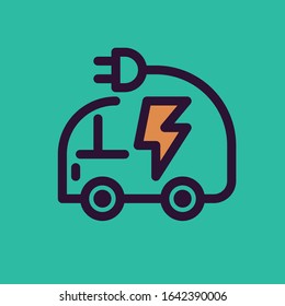 Rechargeable car with plug icon - Professional, Pixel-aligned, Pixel Perfect, Editable Stroke, Easy Scalablility. 