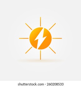 Rechargeable energy from sun icon - vector yellow concept symbol or icon