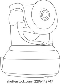 Rechargeable indoor home security camera system wireless cctv camera system wifi camera battery, line art, eps10.
