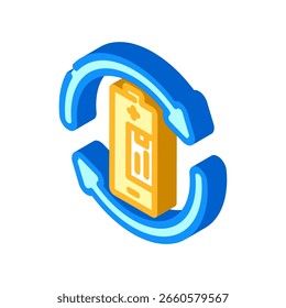 Vector isométrico recargable del icono. signo recargable. ilustración aislada del símbolo