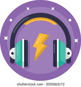 Rechargeable PC Gaming Headset Concept, Headphone with Bolt Vector Icon Design, Esports or mind sport Symbol, Electronic sports Equipment Sign, Video gaming hardware Stock illustration