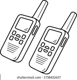 Rechargeable Walkie Talkies. Vector outline icon.