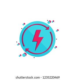 recharging, electric energy vector round icon