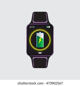 Recharging smart watch vector icon. Smart watch logo. Vector eps10 illustration. Smart watch vector sign.