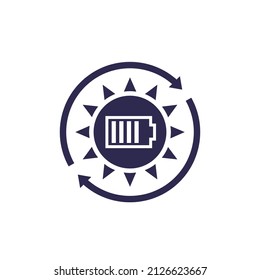 recharging solar battery icon on white