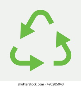 recicle arrow sign green simple icon on white background