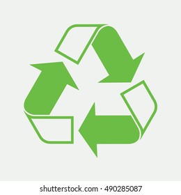 recicle arrow sign green simple icon on white background