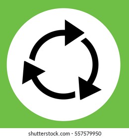 recicle arrow sign  icon simple green in white circle