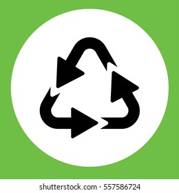 Icono de signo triangular de flecha de recicla en círculo simple