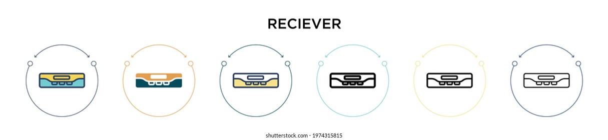 Reciever icon in filled, thin line, outline and stroke style. Vector illustration of two colored and black reciever vector icons designs can be used for mobile, ui, web