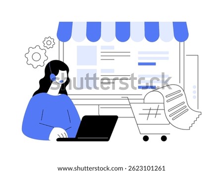 Recieving orders online isolated cartoon vector illustrations. Smiling woman speaks on the phone and receives an online order, small e-commerce business, professional service vector cartoon.