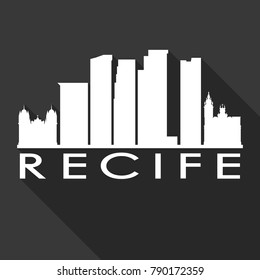 Recife Brazil America Flat Icon Skyline Silhouette Design City Vector Art Famous Buildings.