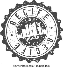 Recife Brazil City Skyline. Silhouette City. Design Vector. Famous Monuments Vector Illustration Seal.