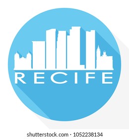 Recife Brazil Flat Icon Skyline Silhouette Design City Vector Art Round Logo.