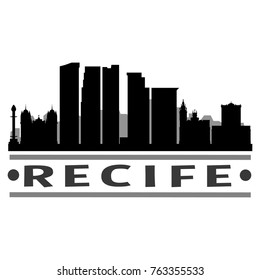 Recife Brazil Skyline Silhouette Stamp City Design Vector Art Template 