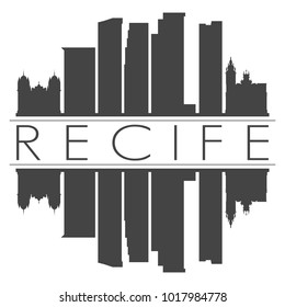 Recife Brazil Skyline Vector Art Mirror Silhouette 