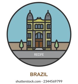 Recife. Ciudades y pueblos de Brasil. Punto de referencia plano