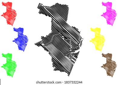 Ciudad de Recife (República Federativa del Brasil, Estado de Pernambuco) mapa ilustración vectorial, esbozo garabato mapa Ciudad de Recife