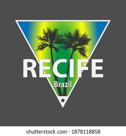 Nombre de la ciudad de Recife.Diseño moderno para impresión, fondo ,logotipo, para afiches, invitaciones, tarjetas, etc. Vector de tipografía.