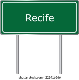 Recife road sign green vector illustration, road table