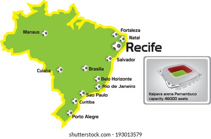 Recife stadium with map location