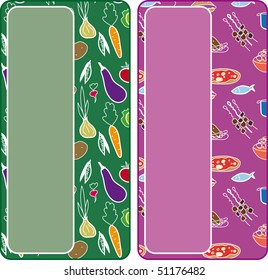 Recipe banners with different food patterns. See other colors in my portfolio