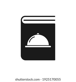 Icono de libro negro de receta. Símbolo lineal del libro de recetas. Diseño plano