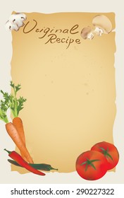 Recipe Blank Page Template With Vegetables