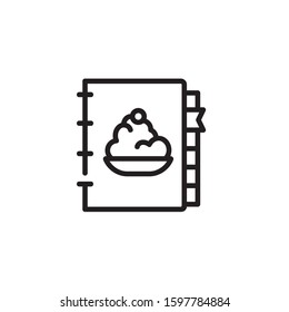 Recipe book with bookmarks thin line icon. Cookbook, food preparation, culinary isolated outline sign. Cooking concept. Vector illustration symbol element for web design and apps