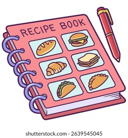recipe book cartoon sticker illustration