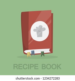 Recipe book for cooking tasty dish at home. Culinary book for housewife with delicious cuisine. Flat vector illustration