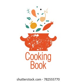 Recipe book, Cooking book. Vector illustration: radish, beet, tomato, eggplant. For a book of recipes, cooking blog or postcards.
