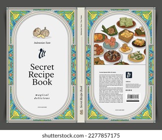 recipe book cover design with colorful and vintage