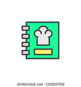 Recipe book filled outline icon, line vector sign, linear colorful pictogram isolated on white. Cooking book symbol, logo illustration. Pixel perfect vector graphics