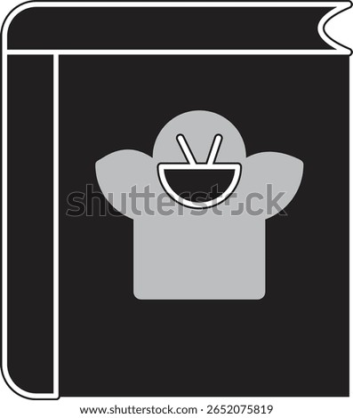 Recipe book icon with chef hat representing cooking guide, kitchen manual or food journal with transparent background