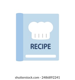 Recipe book icon. Cooking, instruction, kitchen, knowledge, food ingredient concepts. Flat vector design isolated illustration.