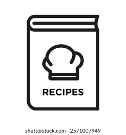 Recipe book icon flat line symbol set.